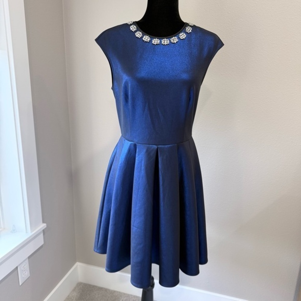 Ted Baker Ayma deep sapphire blue skater dress size 3